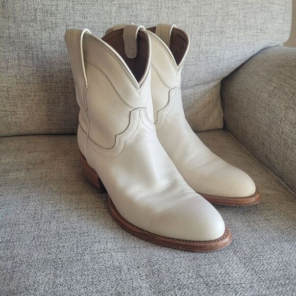 Tecovas The‎ Penny Womens Cowboy Ankle Boots Bone white Size 7. 5 B - Picture 3 of 11